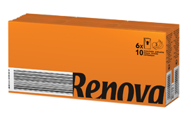Оранжевые платочки бумажные 10л. трехслойные Renova 6 шт. в упаковке9